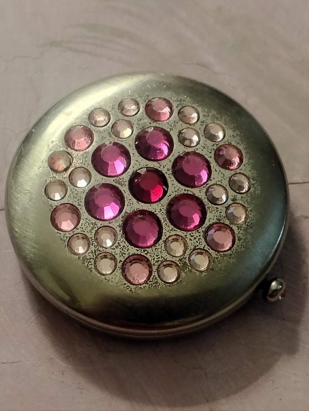 Victoria's Secret Vintage Gold Tone Rhinestone Compact Mirror
